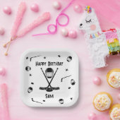 Cool Ice Hockey Zwart-wit Verjaardagsfeest Papieren Bordje (Feest)