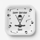 Cool Ice Hockey Zwart-wit Verjaardagsfeest Papieren Bordje (Voorkant)