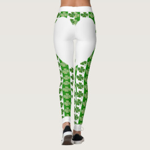 Cool Ierse Shamrock Helder Wit Hart Leggings