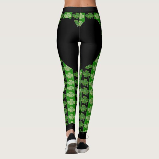 Cool Ierse Shamrock Helder Witte Hart Leggings (Achterkant)