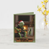 Cool Iguana Christmas  Kaart (Gele Bloem)