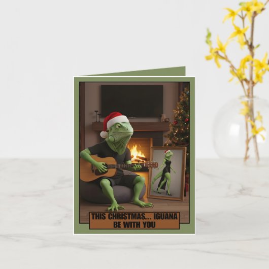 Cool Iguana Christmas  Kaart (Gele Bloem)