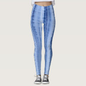 Cool Ijsachtig Lichtblauw Gestreepte Chic Leggings (Voorkant)