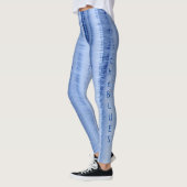 Cool Ijsachtig Lichtblauw Gestreepte Chic Leggings (Links)