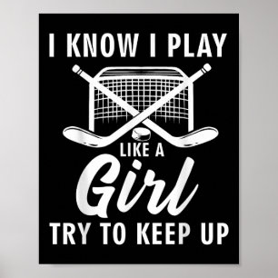 Cool ijshockey voor vrouwen meisjes veldhockey lie poster