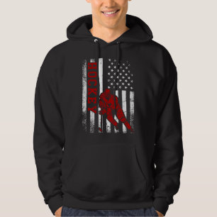 Cool ijshockeyspeler in nood Amerikaanse vlag VS Hoodie