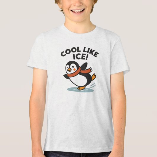 Cool IJsSchaatsend Pinguïnontwerp Tri-Blend Shirt (Voorkant)
