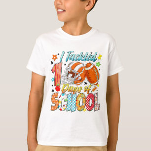 Cool, ik heb het 100 dagen schoolvoetbalthema aang t-shirt