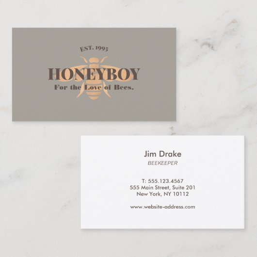 Cool Imker Honey Bee Logo Business Visitekaartje (Voorkant / Achterkant)