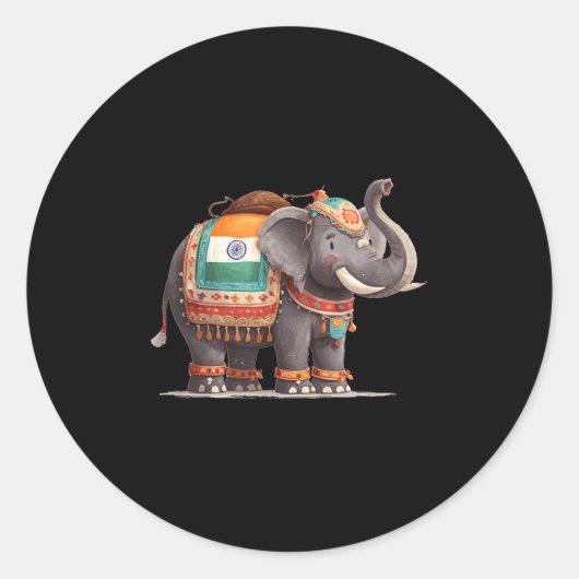 Cool Indian Animals Costume For Elephants Lovers  Ronde Sticker (Voorkant)