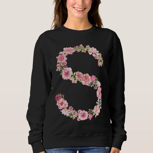 Cool Initial Alphabet Monogram Flowers Floral Let Trui (Voorkant)