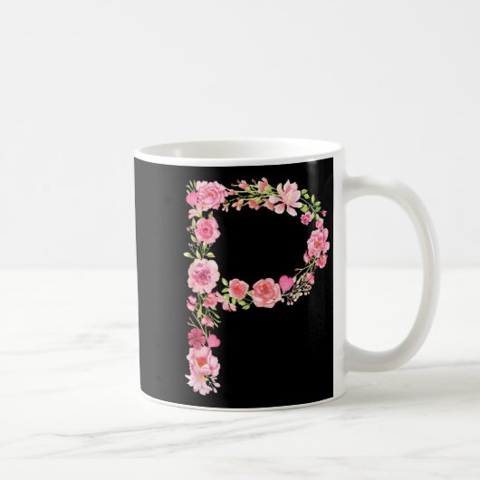 Cool Initial Alphabet Monogram Flowers Floral Lett Koffiemok (Rechts)