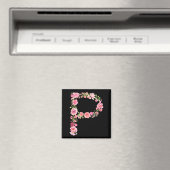 Cool Initial Alphabet Monogram Flowers Floral Lett Magneet (Insitu (Vaatwasser))