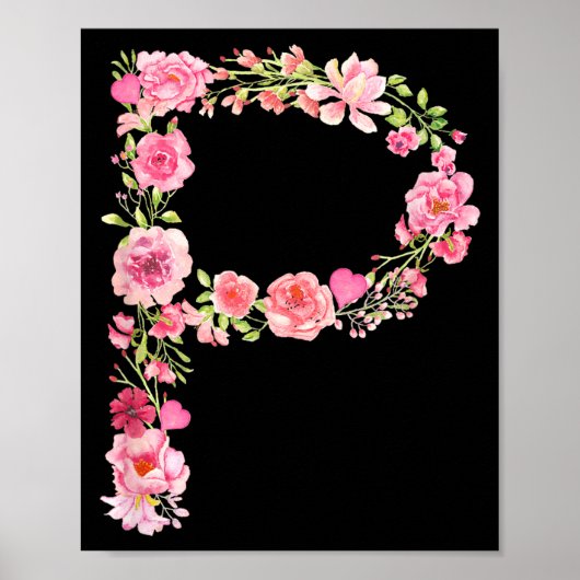 Cool Initial Alphabet Monogram Flowers Floral Lett Poster (Voorkant)