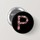 Cool Initial Alphabet Monogram Flowers Floral Lett Ronde Button 5,7 Cm (Voorkant /achterkant)