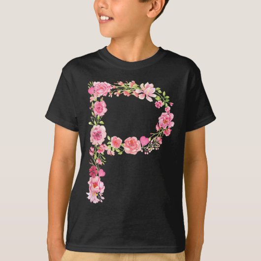 Cool Initial Alphabet Monogram Flowers Floral Lett T-shirt (Voorkant)