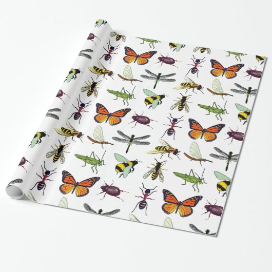 COOL INSECT GLOSSY Wrapping Paper Cadeaupapier (Uitgerold)