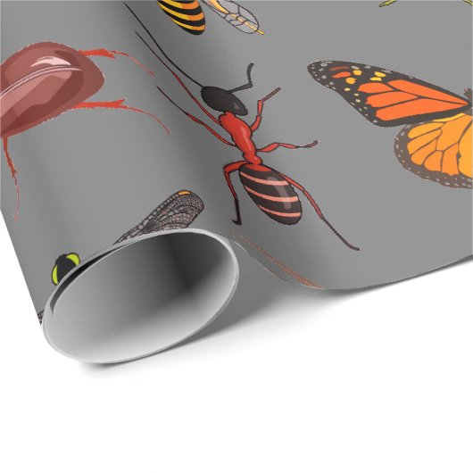 COOL INSECT GRAY MATTE Wrapping Paper Cadeaupapier (Rol Hoek)