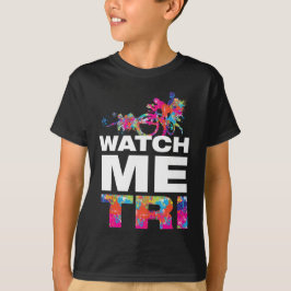 Cool Inspirerende Triatlon Kleurrijke Verf Kindere T-shirt