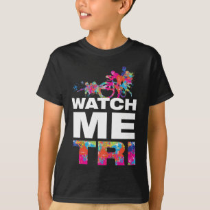 Cool Inspirerende Triatlon Kleurrijke Verf Kindere T-shirt