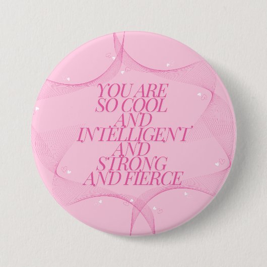Cool, Intelligent, Sterk, Fel, Baas, Roze Ronde Button 7,6 Cm (Voorkant)