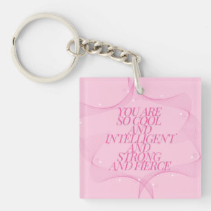Cool, Intelligent, Sterk, Fel, Baas, Roze Sleutelhanger