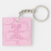 Cool, Intelligent, Sterk, Fel, Baas, Roze Sleutelhanger (Achterkant)