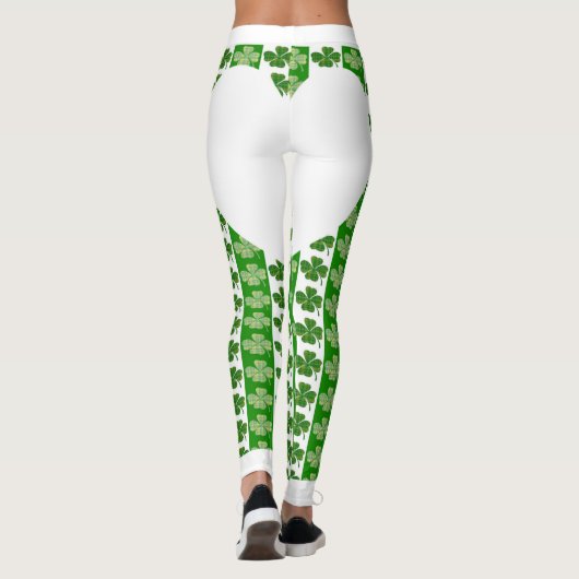 Cool Irish Shamrock Bright White Heart Leggings (Achterkant)