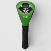 Cool Irish Skeleton Clown Green Monogram Golfheadcover (Voorkant)