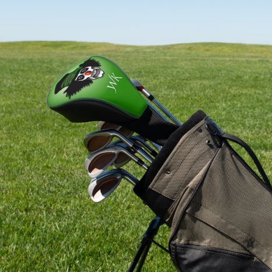 Cool Irish Skeleton Clown Green Monogram Golfheadcover (Insitu)