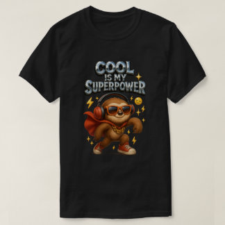 Cool Is My Superpower Funny Sloth Hero Cape beroem T-shirt