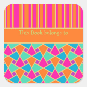 Cool Islamic Pattern and Stripes Bookplaten Vierkante Sticker