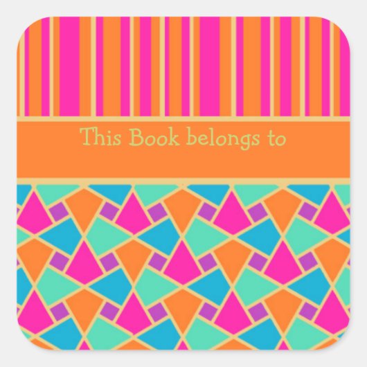 Cool Islamic Pattern and Stripes Bookplaten Vierkante Sticker (Voorkant)