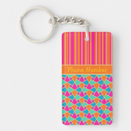 Cool Islamitisch Patroon en Stripes Sleutelhanger (Voorkant)