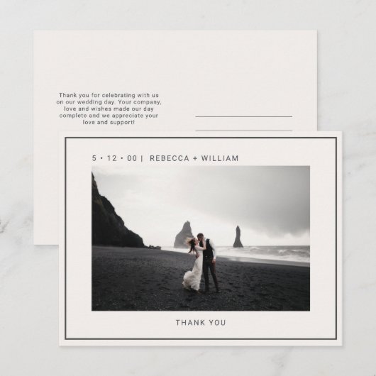 Cool Ivory foto bruiloft dank u Briefkaart (Voorkant / Achterkant)