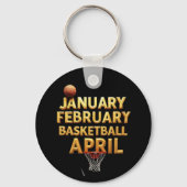 Cool Januari Februari Basketbal April Design Sleutelhanger (Voorkant)