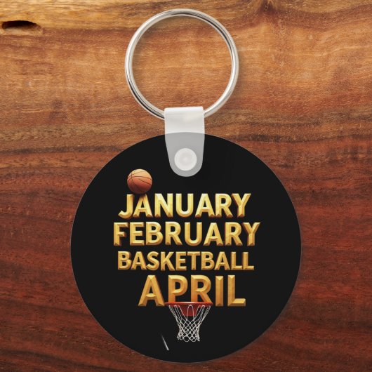 Cool Januari Februari Basketbal April Design Sleutelhanger (Voorkant)