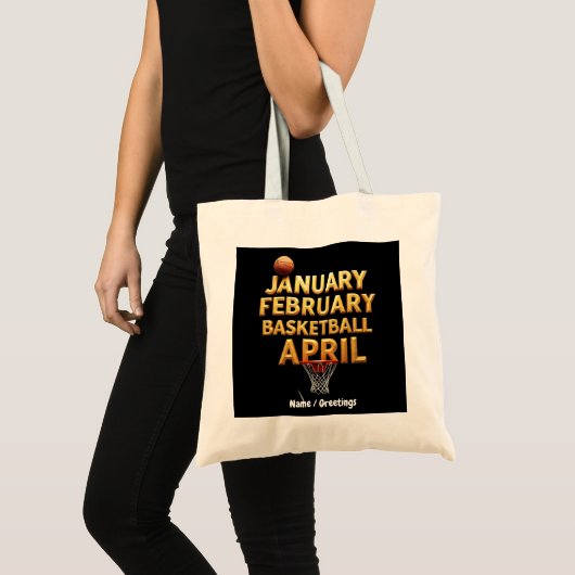 Cool Januari Februari Basketbal April Ontwerpen Tote Bag (Voorkant (product))