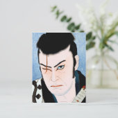 Cool japan Kabuki Actor samurai Scar portret Briefkaart (Staand voorkant)