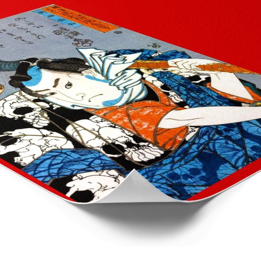 Cool japanese krijger held samurai skull art poster (Hoek)