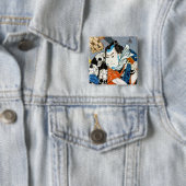 Cool japanese krijger held samurai skull art vierkante button 5,1 cm (In situ)