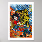 Cool japanese Legendary Hero Warrior Tiger Fight Poster (Voorkant)