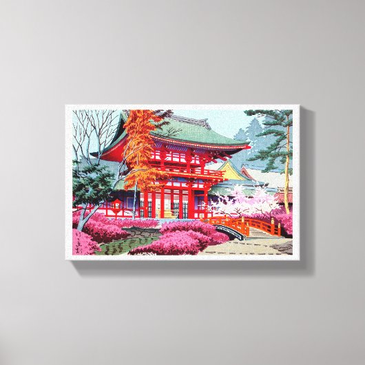 Cool japanese Red Temple Spring Asano Takeji Canvas Afdruk (Voorkant)