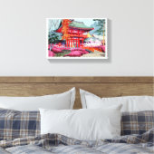 Cool japanese Red Temple Spring Asano Takeji Canvas Afdruk (Insitu (Slaapkamer))