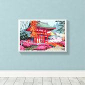 Cool japanese Red Temple Spring Asano Takeji Canvas Afdruk (Insitu (Houten vloer))