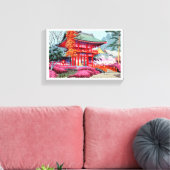 Cool japanese Red Temple Spring Asano Takeji Canvas Afdruk (Insitu (Woonkamer))