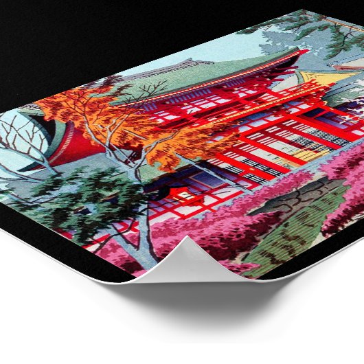 Cool japanese Red Temple Spring Asano Takeji Poster (Hoek)