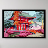 Cool japanese Red Temple Spring Asano Takeji Poster (Voorkant)