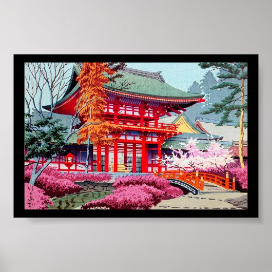 Cool japanese Red Temple Spring Asano Takeji Poster (Voorkant)