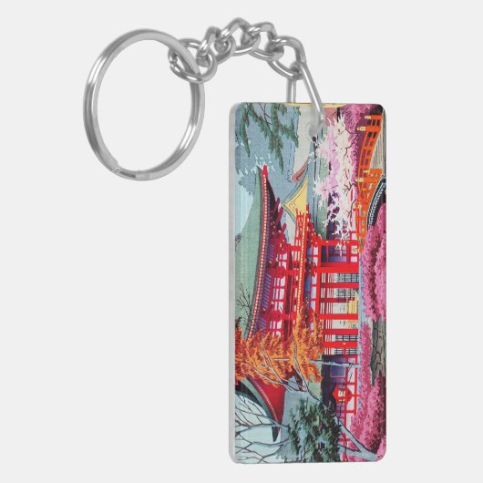 Cool japanese Red Temple Spring Asano Takeji Sleutelhanger (Voorkant Links)